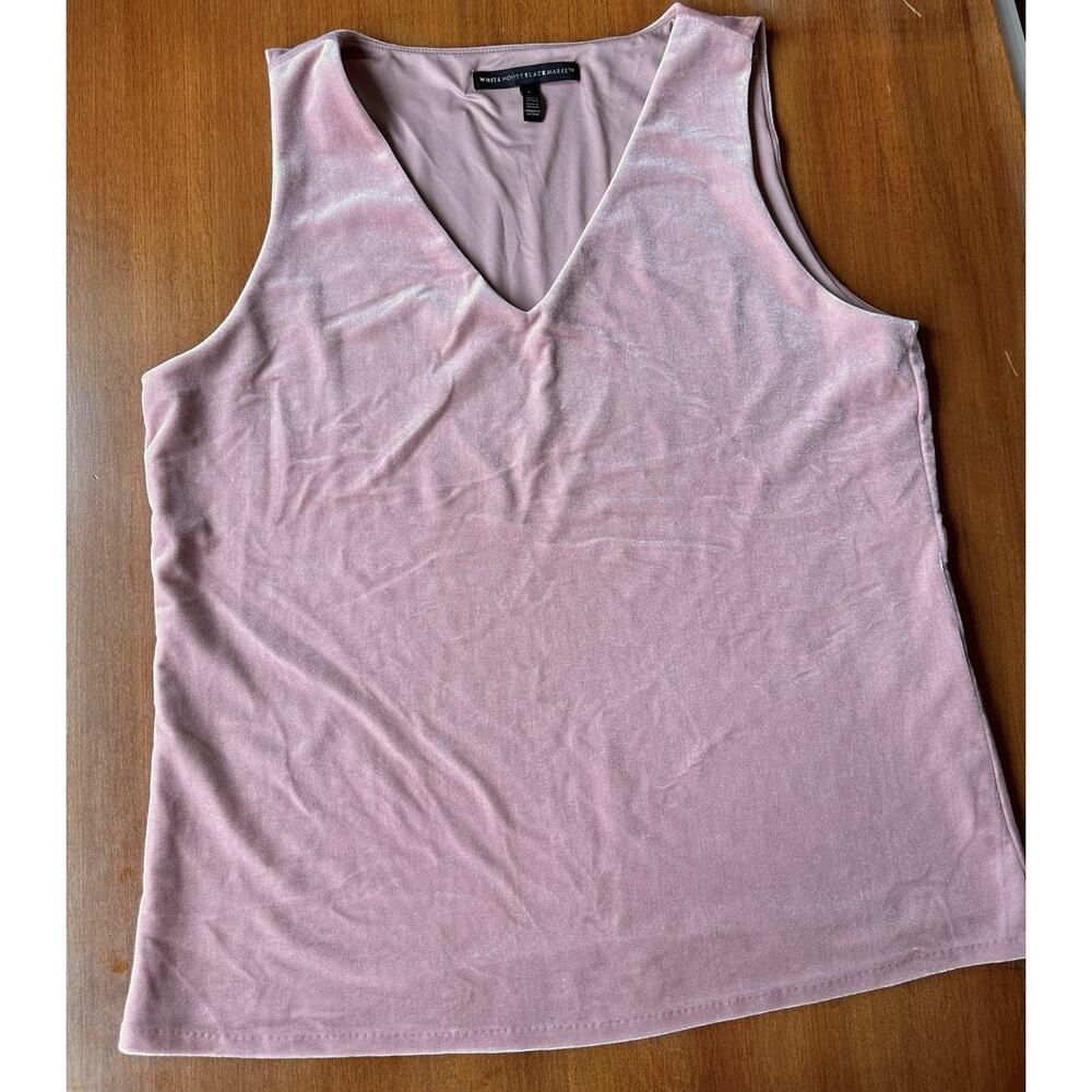 White House Black Market Pink Velvet V-Neck Sleeveless Tank Top Size L
